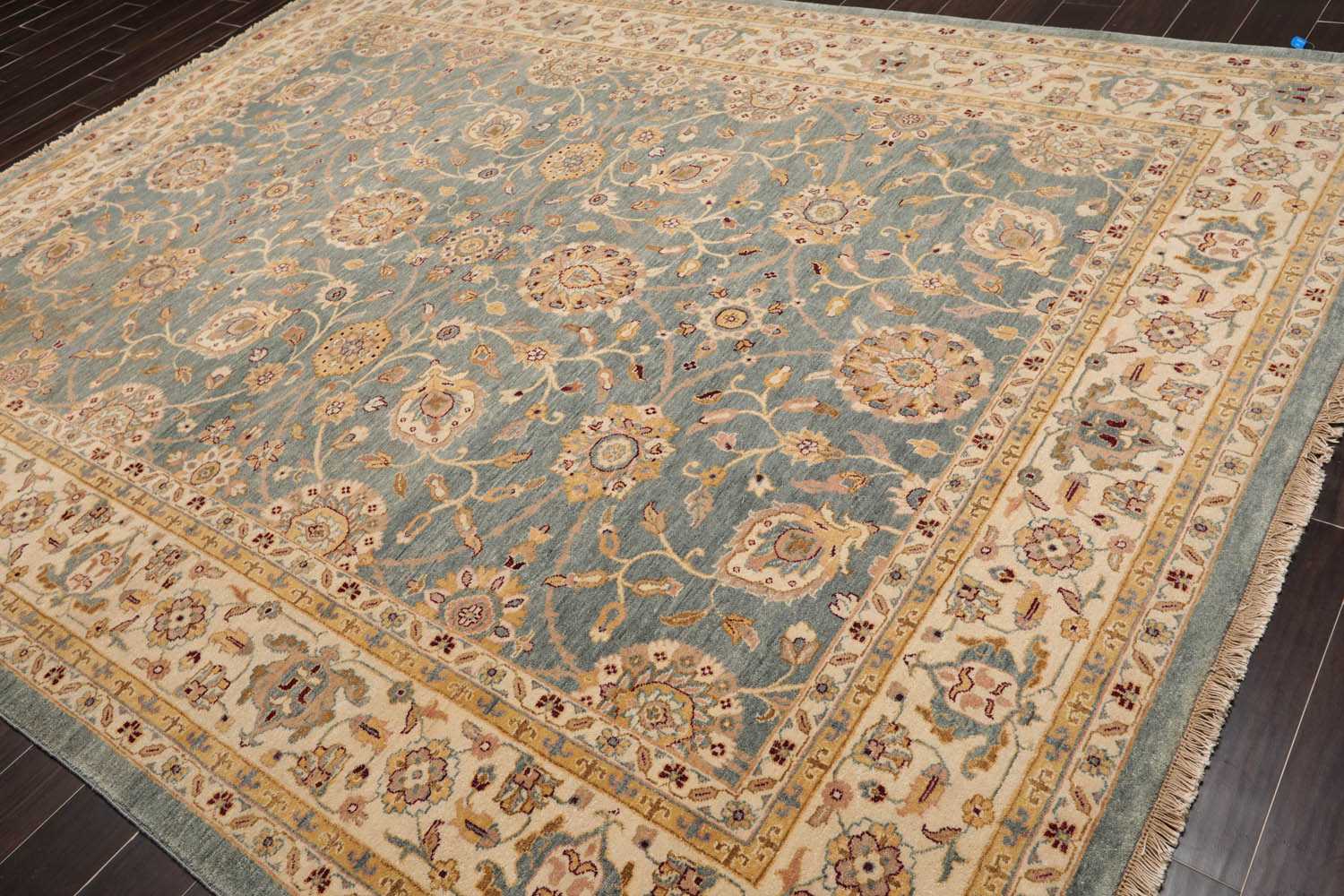 9x12 Slate, Beige, Taupe Color Hand Knotted All-Over 100% Wool Traditional Oriental Rug