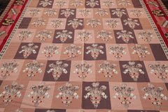 9x12 Rose, Taupe, Gray Color Hand Woven All-Over 100% Wool Traditional Oriental Rug