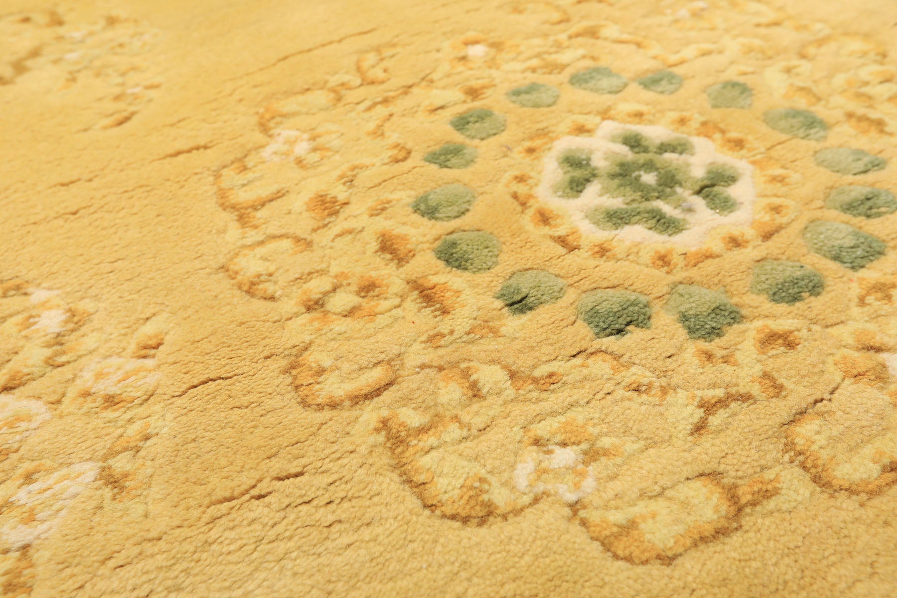 4x6 Gold, Ivory, Sage Color Hand Knotted Indo Tibetan Wool Traditional Oriental Rug