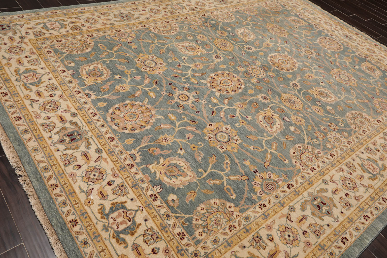 9x12 Slate, Beige, Taupe Color Hand Knotted All-Over 100% Wool Traditional Oriental Rug