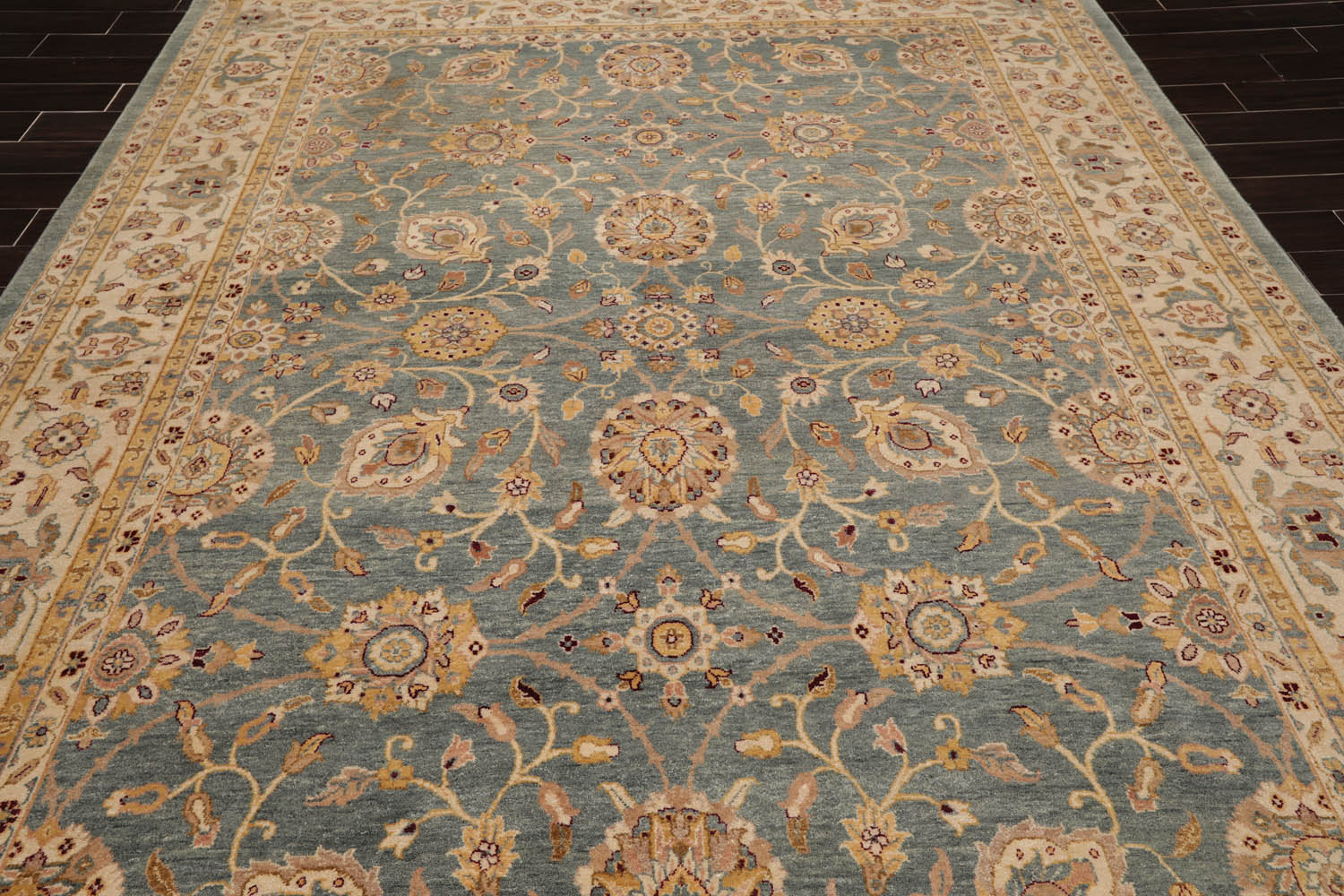 9x12 Slate, Beige, Taupe Color Hand Knotted All-Over 100% Wool Traditional Oriental Rug