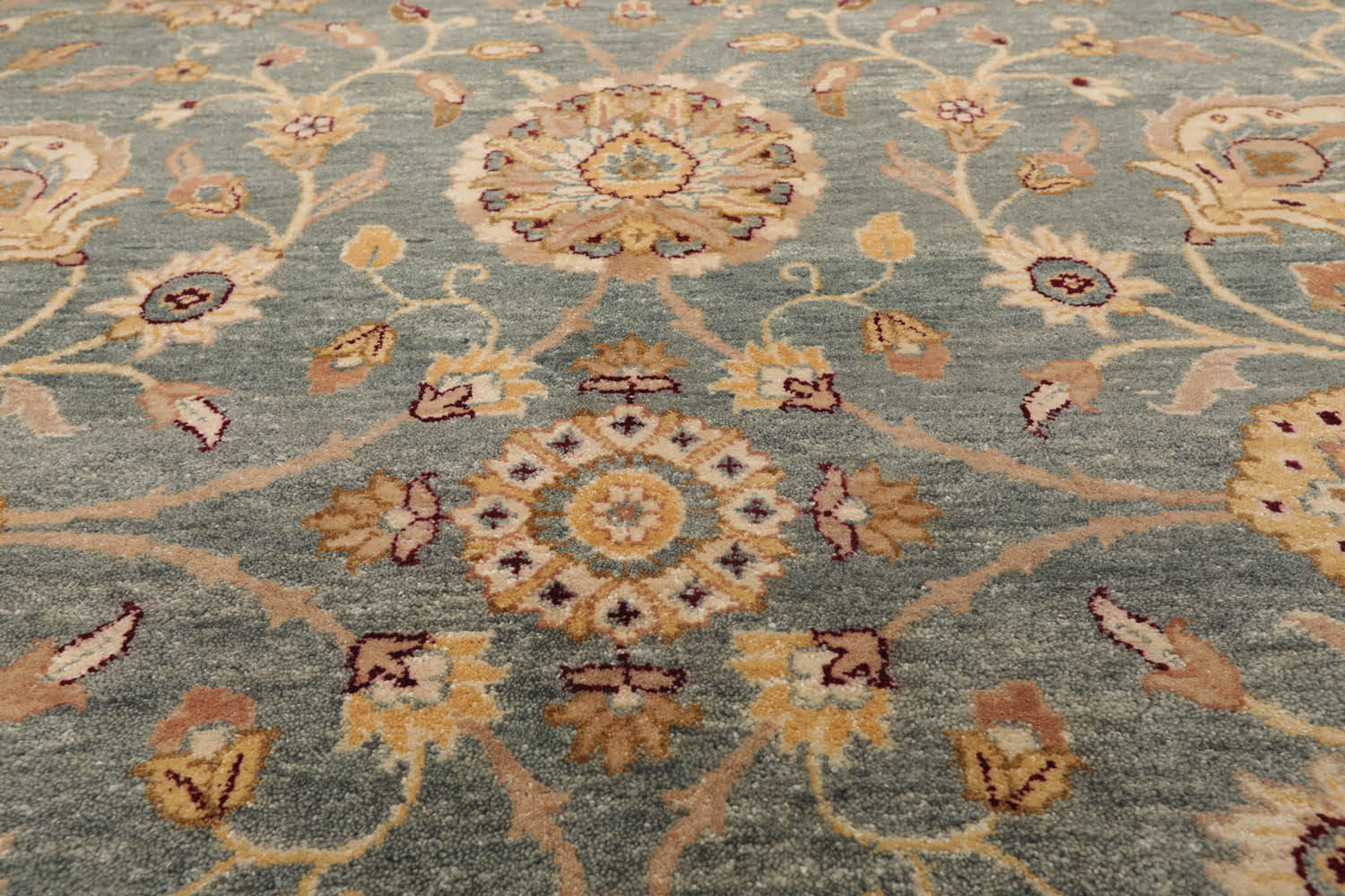 9x12 Slate, Beige, Taupe Color Hand Knotted All-Over 100% Wool Traditional Oriental Rug