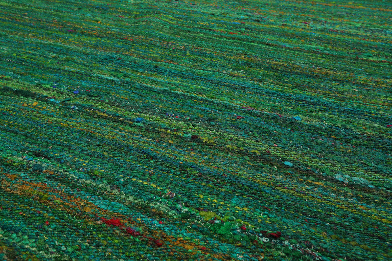 5x7 Emerald, Lime, Multi Color Hand Woven All-Over 100% Raw Silk Modern Oriental Rug