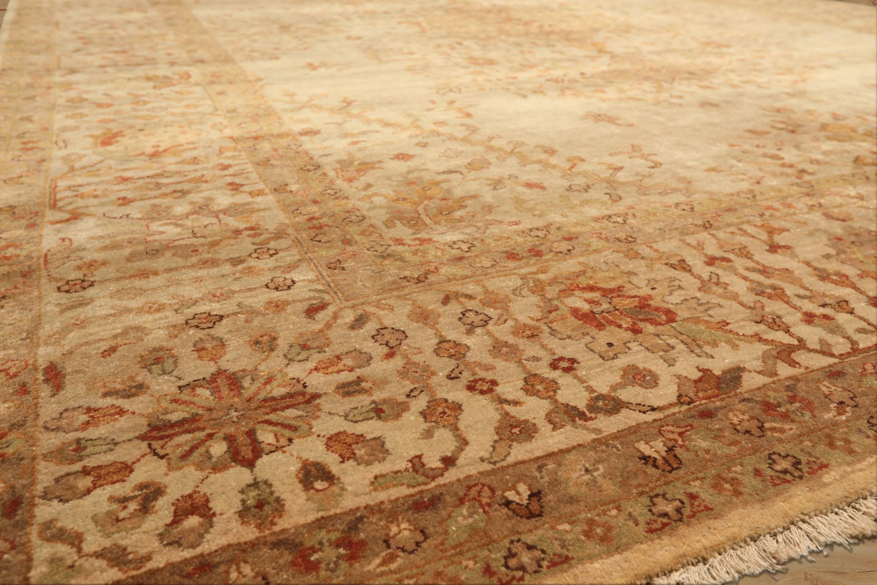 9x12 Beige, Tan, Gold Color Hand Knotted Agra Wool Traditional Oriental Rug