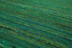 5x7 Emerald, Lime, Multi Color Hand Woven All-Over 100% Raw Silk Modern Oriental Rug