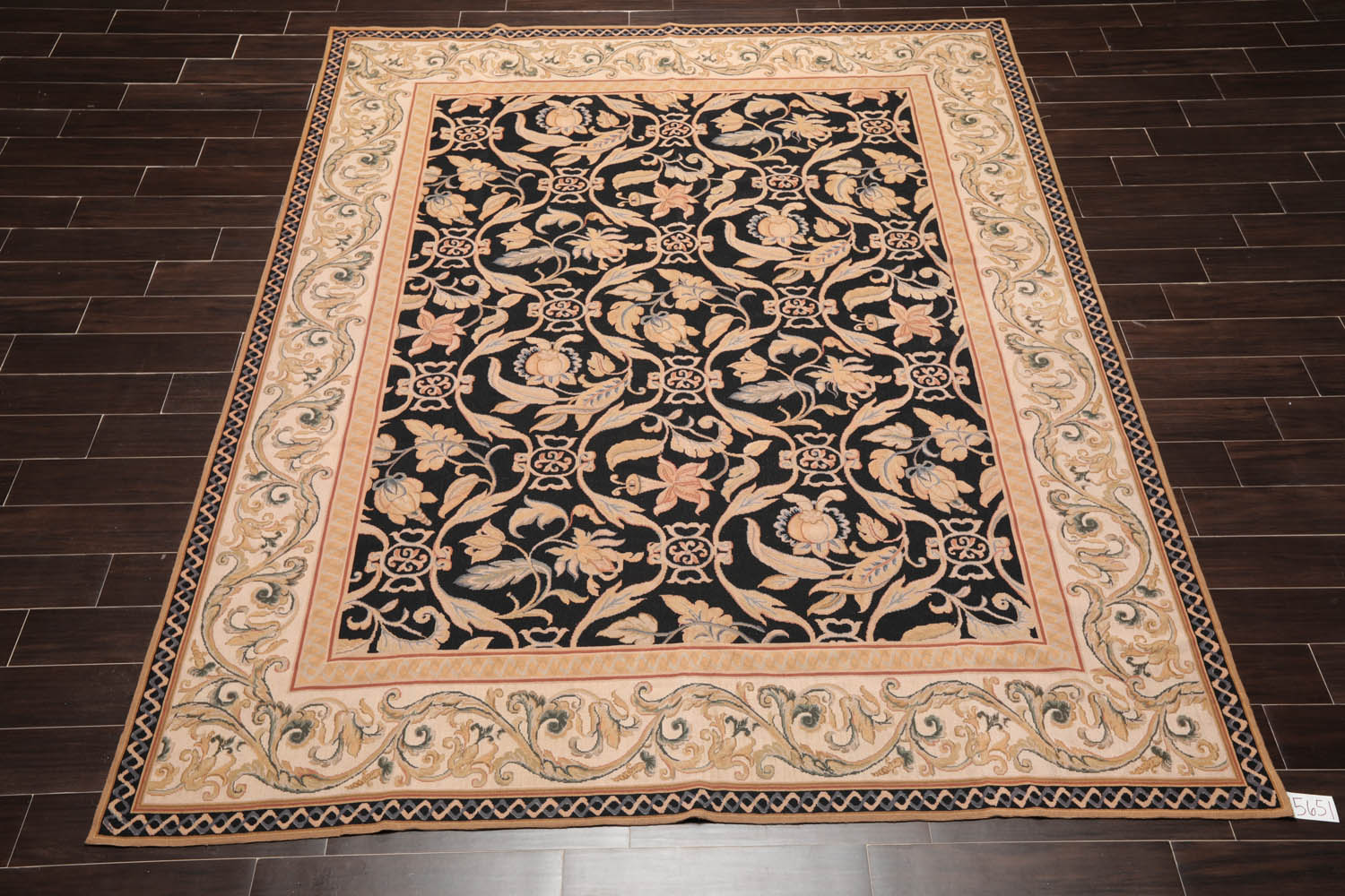 8x10 Black, Beige, Caramel Color Hand Woven All-Over 100% Wool Traditional Oriental Rug