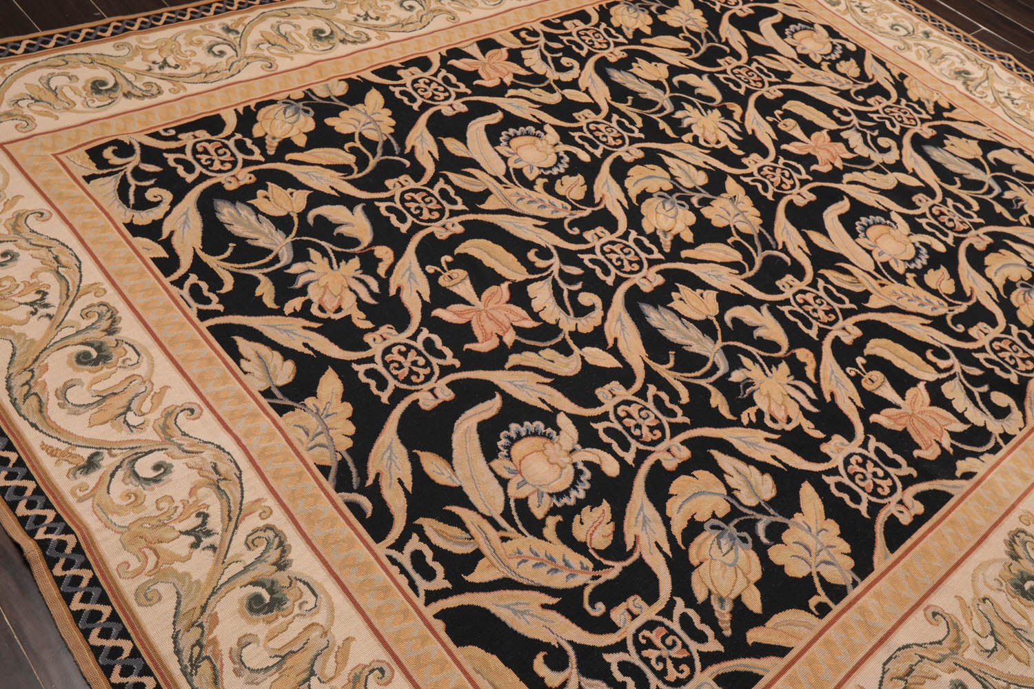 8x10 Black, Beige, Caramel Color Hand Woven All-Over 100% Wool Traditional Oriental Rug