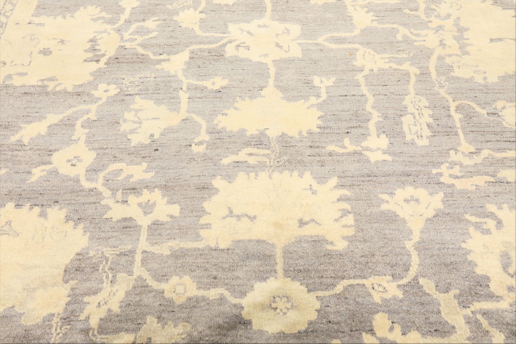 9x12 Gray, Ivory, Washed out Muted earth tones Color Hand Knotted Oushak New Zealand Wool Transitional Oriental Rug