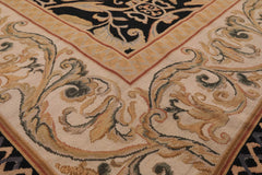 8x10 Black, Beige, Caramel Color Hand Woven All-Over 100% Wool Traditional Oriental Rug