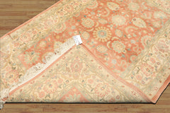 4x6 Blush, Ivory, Mint Color Hand Knotted Indo Kashan Wool Traditional Oriental Rug