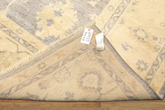 9x12 Gray, Ivory, Washed out Muted earth tones Color Hand Knotted Oushak New Zealand Wool Transitional Oriental Rug