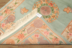 4x6 Celadon, Tan, Caramel Color Hand Knotted Chinese Art Deco Wool Traditional Oriental Rug