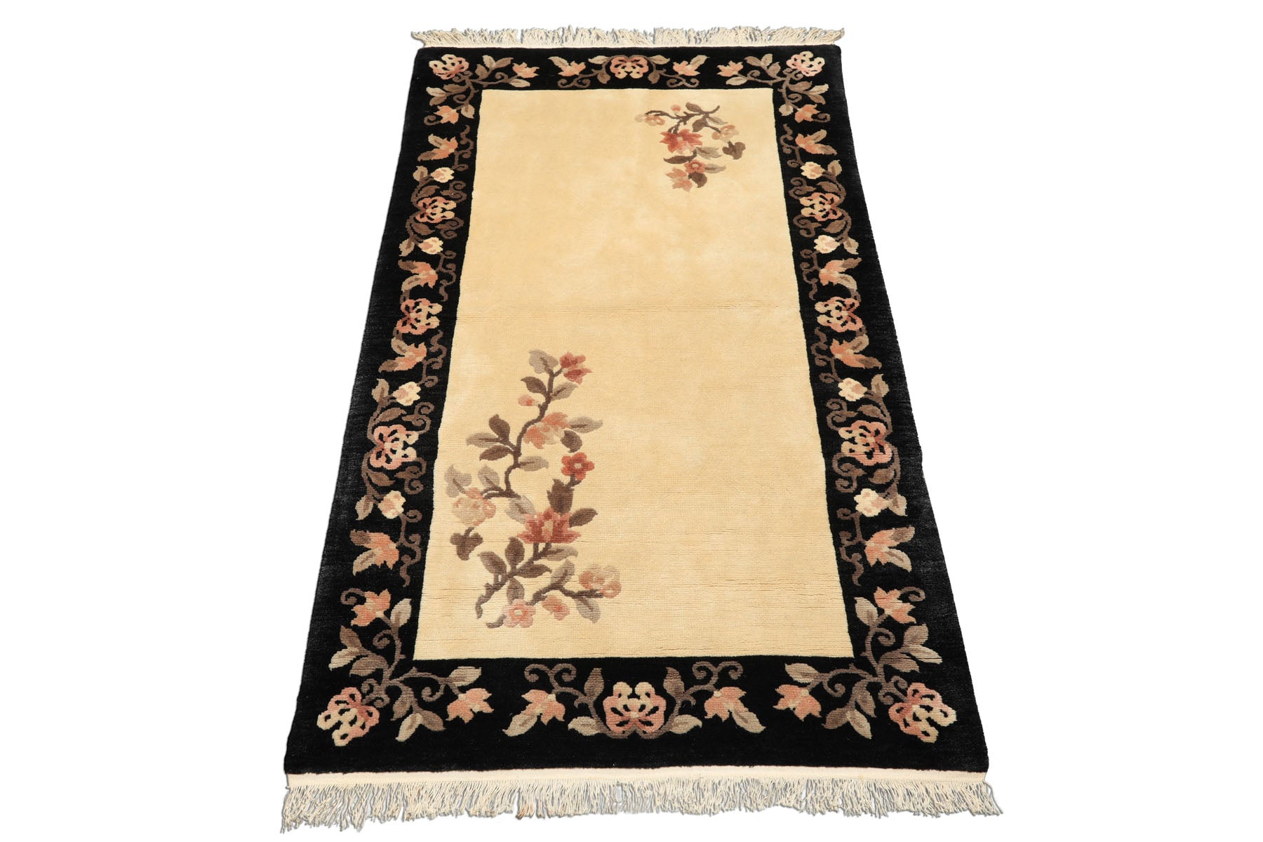 3x5 Beige, Charcoal, Blush Color Hand Knotted Chinese Art Deco Wool Traditional Oriental Rug