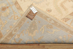9x12 Ivory, Beige, Aqua Color Hand Knotted Oushak Wool Transitional Oriental Rug