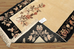 3x5 Beige, Charcoal, Blush Color Hand Knotted Chinese Art Deco Wool Traditional Oriental Rug