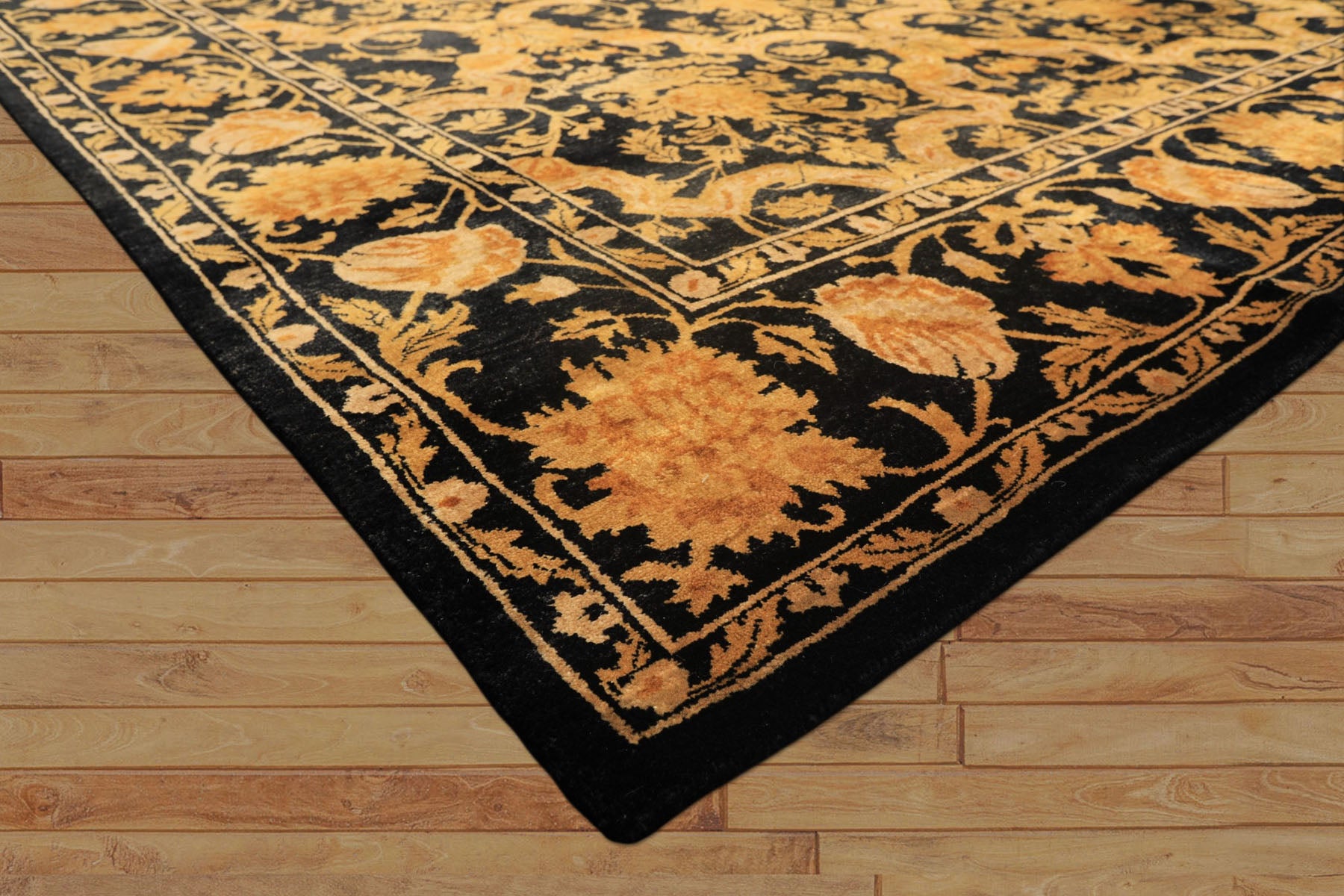 9x11 Black, Beige, Gold Color Hand Knotted Tibetan New Zealand Wool Transitional Oriental Rug