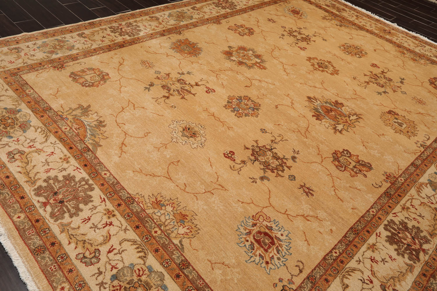 9x12 Tan, Beige, Gray Color Hand Knotted All-Over 100% Wool Traditional-Persian/Oriental Oriental Rug