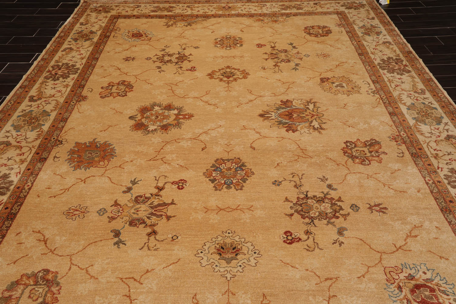 9x12 Tan, Beige, Gray Color Hand Knotted All-Over 100% Wool Traditional-Persian/Oriental Oriental Rug