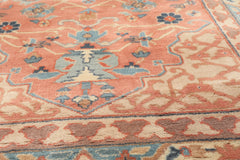 4x6 Blush, Turquoise, Beige Color Hand Knotted Heriz New Zealand Wool Traditional Oriental Rug