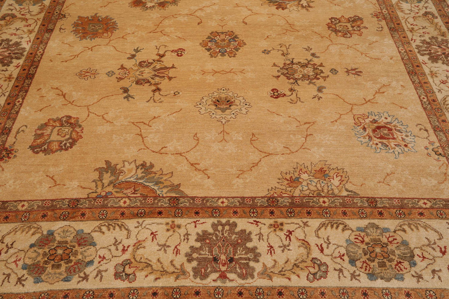 9x12 Tan, Beige, Gray Color Hand Knotted All-Over 100% Wool Traditional-Persian/Oriental Oriental Rug