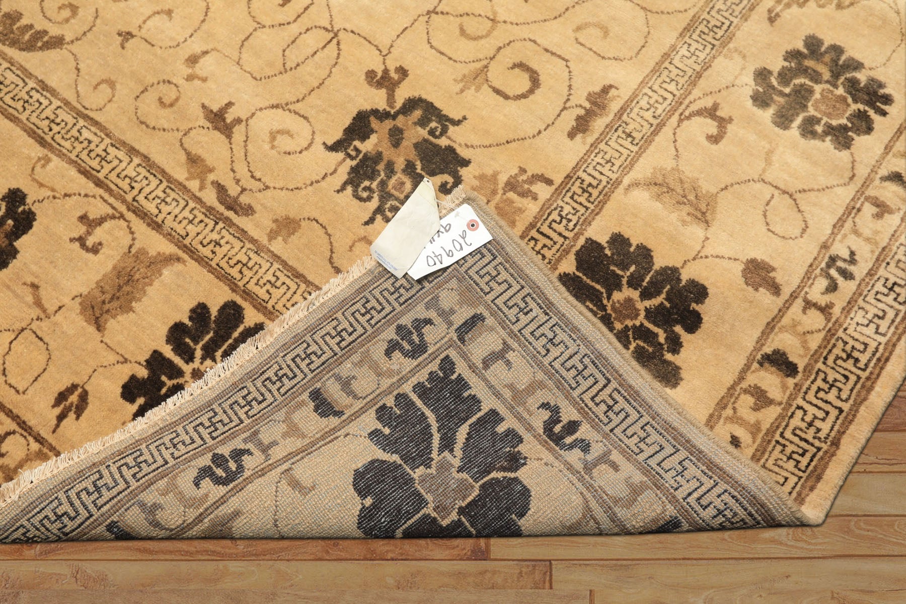 9x12 Beige, Brown, Chocolate Color Hand Knotted Oushak New Zealand Wool Transitional Oriental Rug