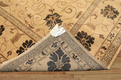 9x12 Beige, Brown, Chocolate Color Hand Knotted Oushak New Zealand Wool Transitional Oriental Rug