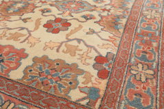 4x6 Ivory, Rose, Brown Color Hand Knotted Indo Kashan New Zealand Wool Traditional Oriental Rug