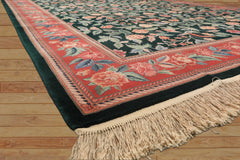 9x12 Emerald, Pink, Rose Color Hand Knotted Pak Persian Wool Traditional Oriental Rug