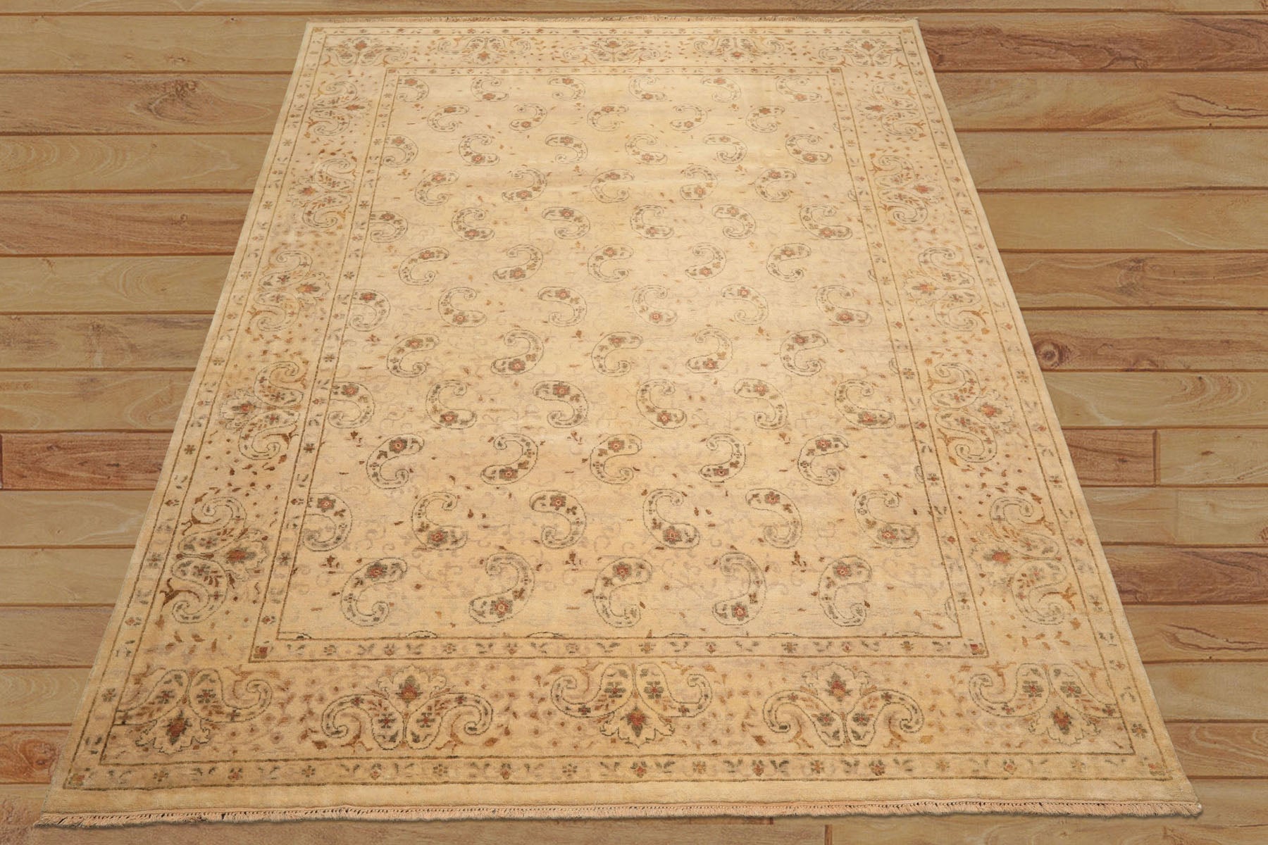 9x12 Beige, Caramel, Green Color Hand Knotted Agra Wool Traditional Oriental Rug