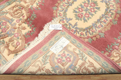 4x6 Plum, Ivory, Celadon Color Hand Knotted Indo Kerman New Zealand Wool Traditional Oriental Rug