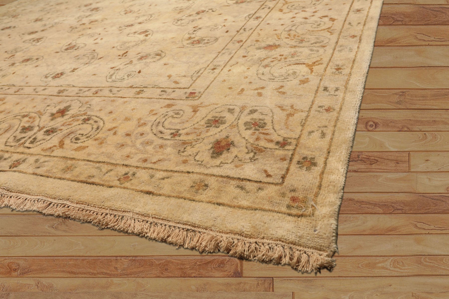 9x12 Beige, Caramel, Green Color Hand Knotted Agra Wool Traditional Oriental Rug