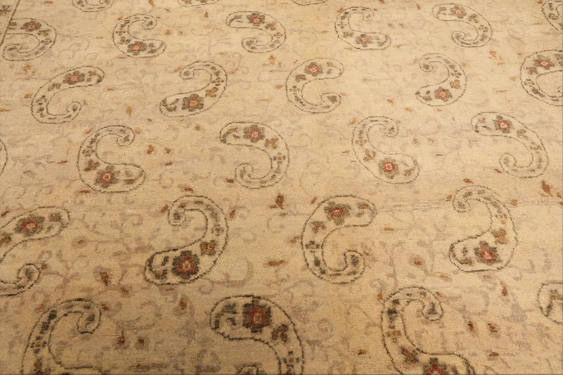 9x12 Beige, Caramel, Green Color Hand Knotted Agra Wool Traditional Oriental Rug
