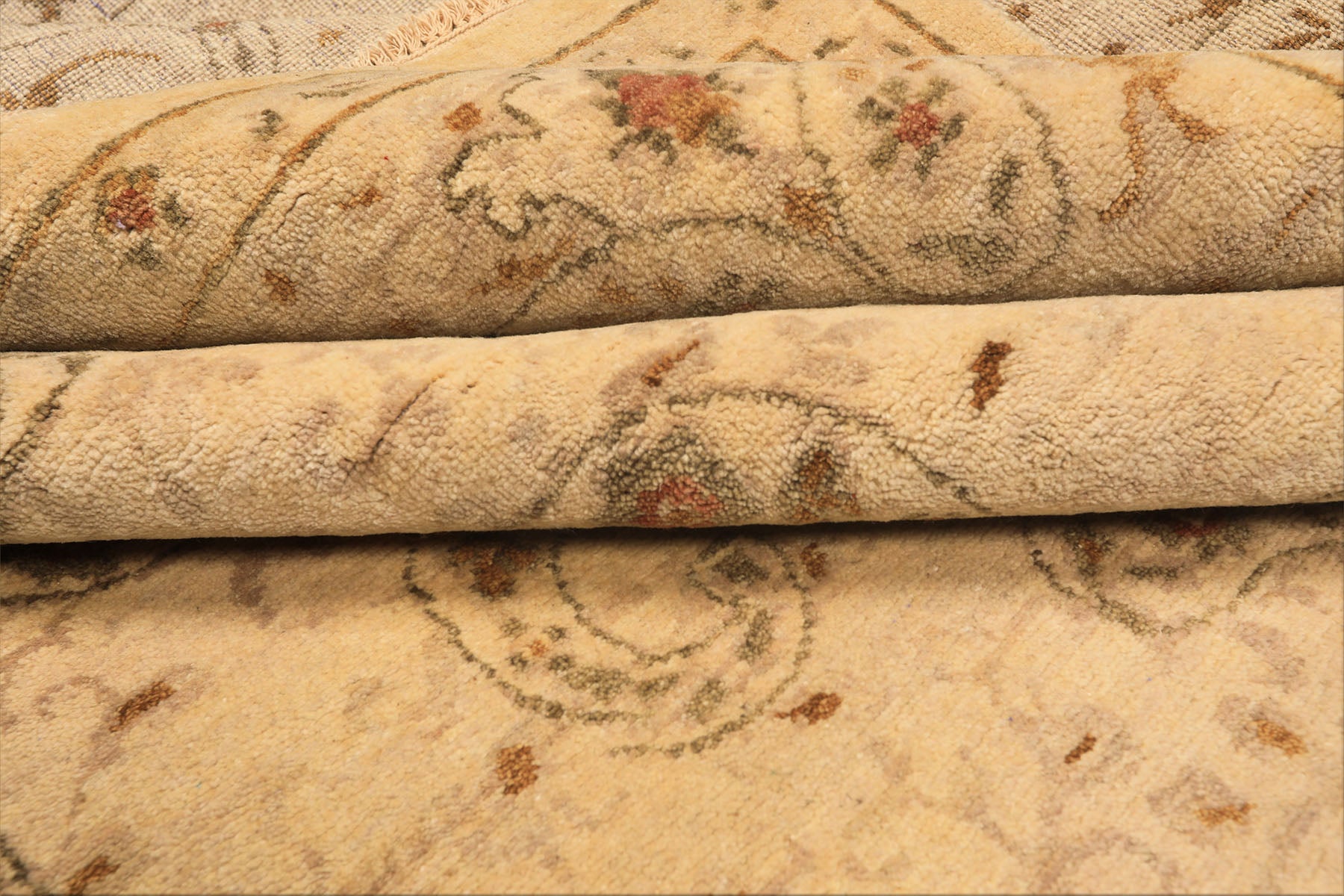 9x12 Beige, Caramel, Green Color Hand Knotted Agra Wool Traditional Oriental Rug