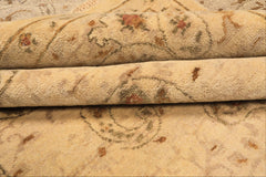 9x12 Beige, Caramel, Green Color Hand Knotted Agra Wool Traditional Oriental Rug