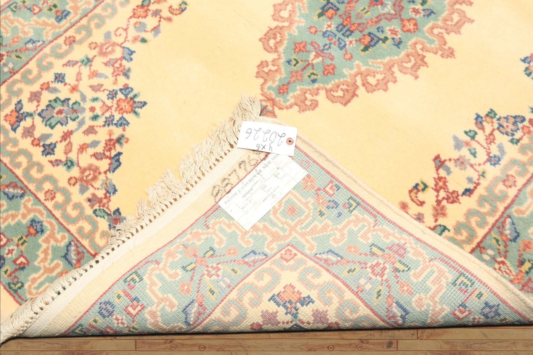 4x6 Ivory, Turquoise, Blush Color Hand Knotted Indo Kerman New Zealand Wool Traditional Oriental Rug