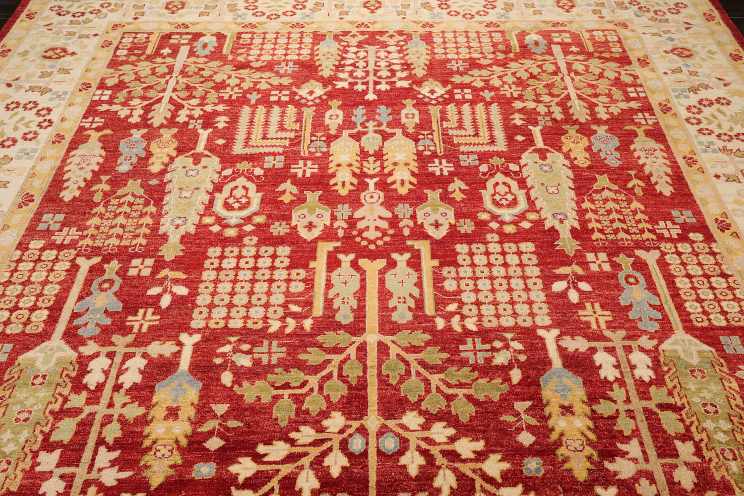 9x12 Rust, Ivory, Gold Color Hand Knotted All-Over 100% Wool Traditional-Persian/Oriental Oriental Rug