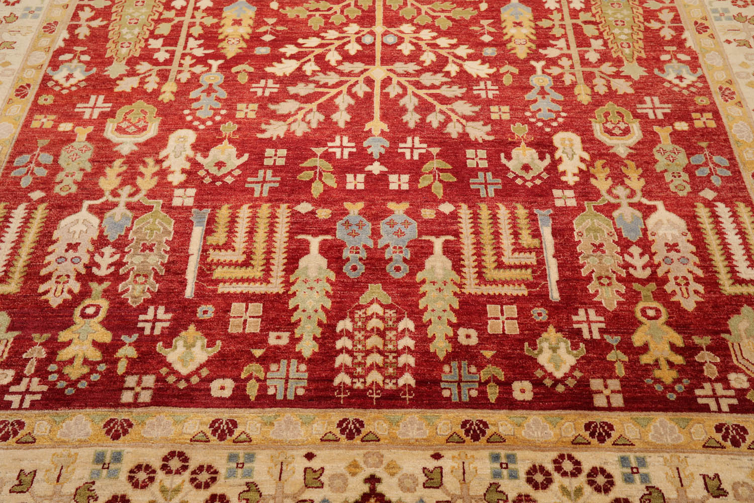 9x12 Rust, Ivory, Gold Color Hand Knotted All-Over 100% Wool Traditional-Persian/Oriental Oriental Rug