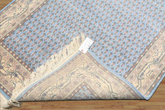 4x6 Blue, Ivory, Taupe Color Hand Knotted Boteh Wool Traditional Oriental Rug