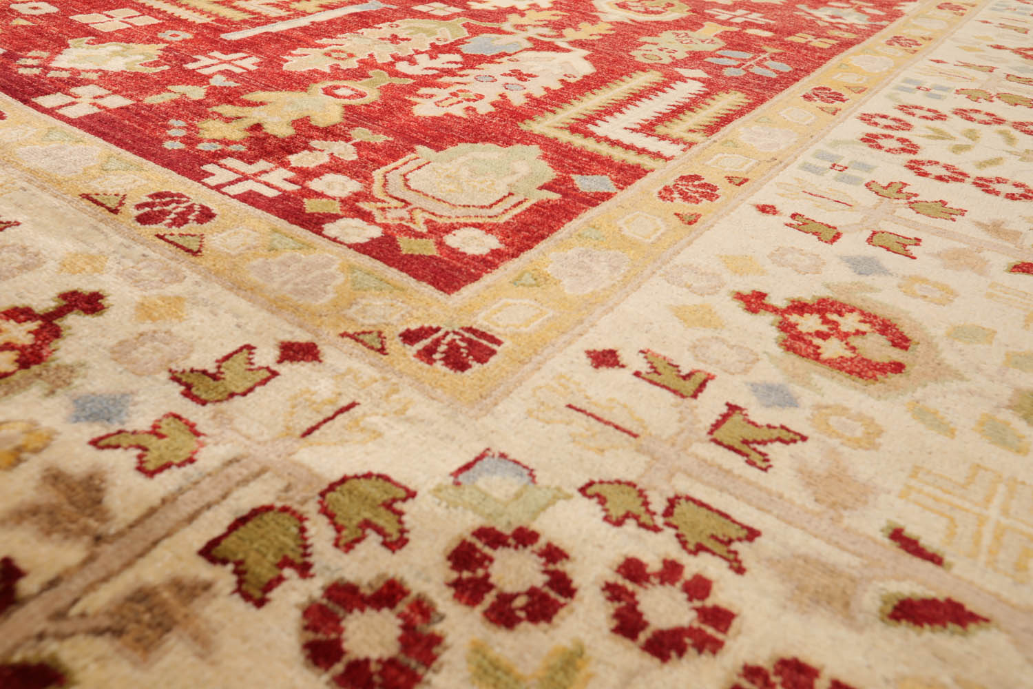 9x12 Rust, Ivory, Gold Color Hand Knotted All-Over 100% Wool Traditional-Persian/Oriental Oriental Rug