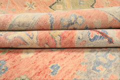 9x12 Blush, Blue, Mint Color Hand Knotted Oushak Wool Transitional Oriental Rug