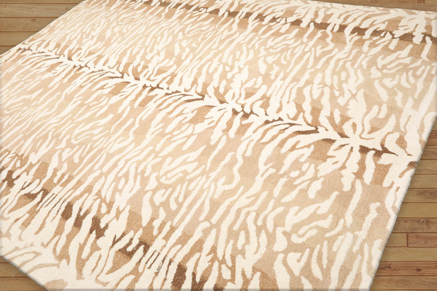 Multi Size Ivory Beige Brown Color Hand Tufted Animal Print 100% Wool Modern Oriental Rug