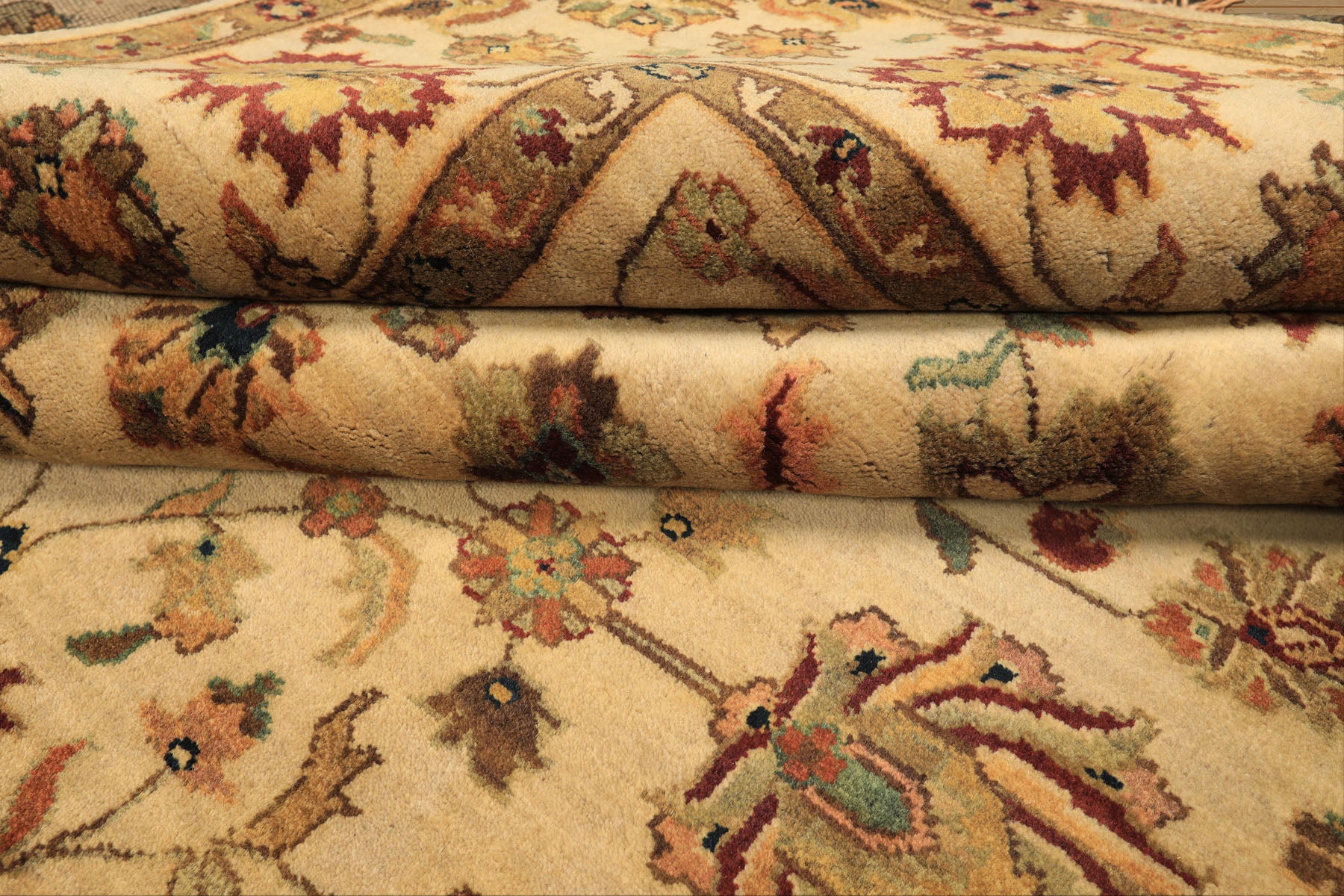 6x9 Tan, Sage, Brown Color Hand Knotted Agra Wool Traditional Oriental Rug