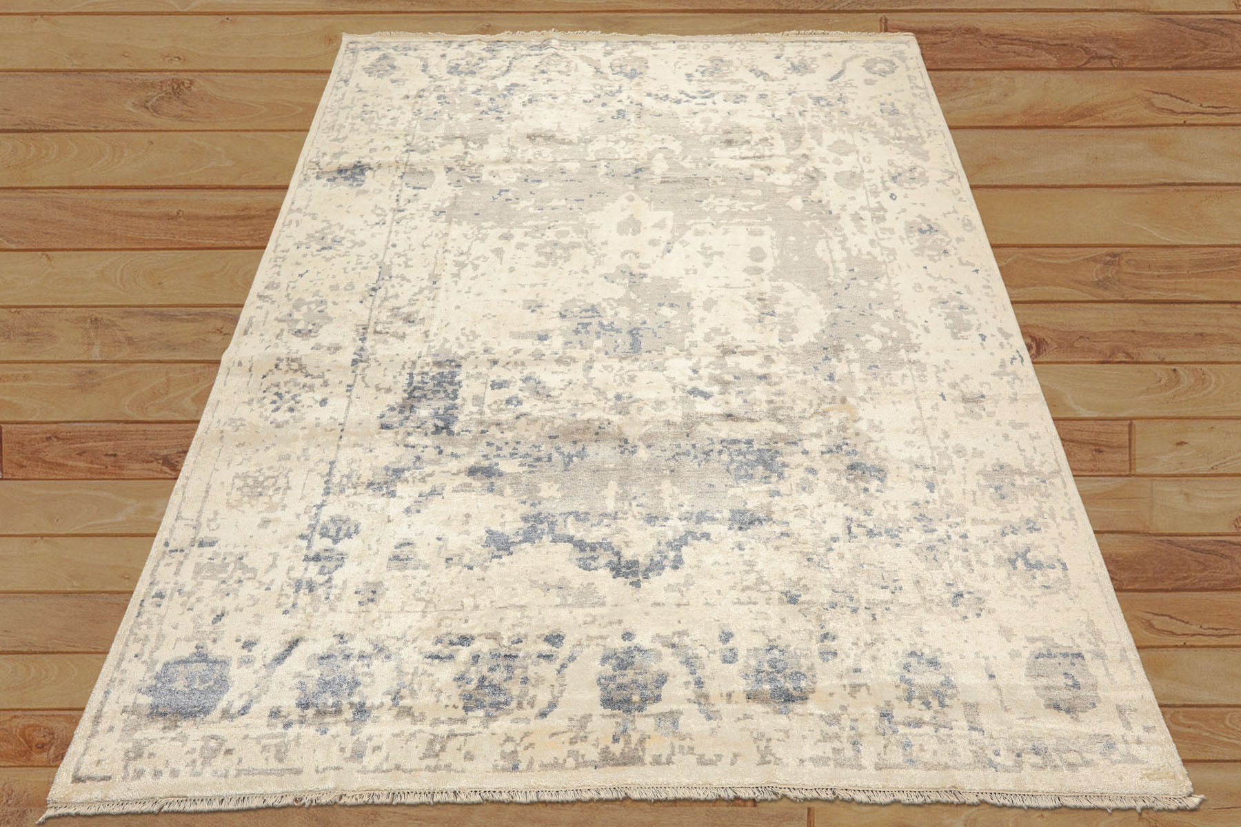 9x12 Taupe, Ivory, Gray Color Hand Knotted Oushak Bamboo Silk Transitional Oriental Rug