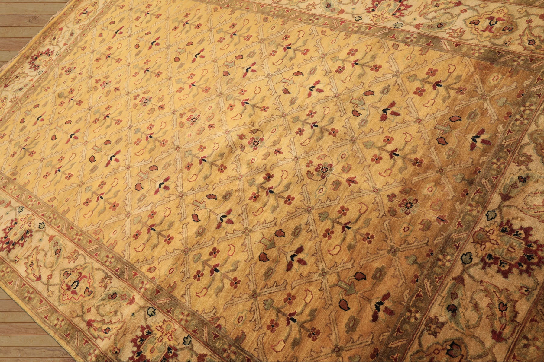 6x9 Gold, Beige, Rust Color Hand Knotted Agra Wool Traditional Oriental Rug