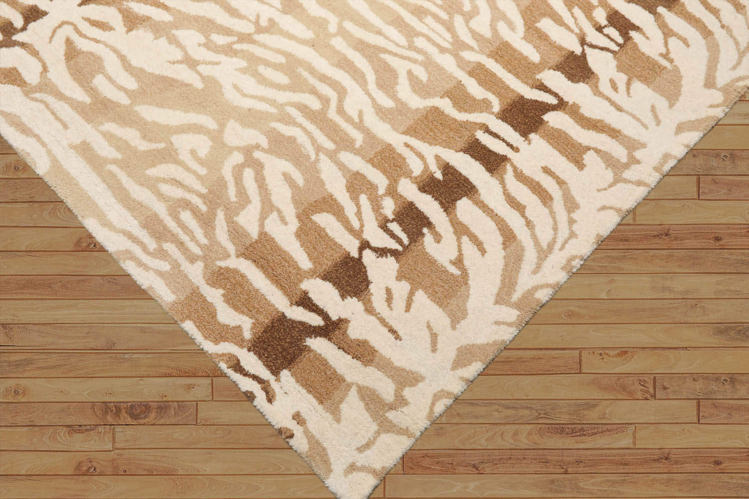 Multi Size Ivory Beige Brown Color Hand Tufted Animal Print 100% Wool Modern Oriental Rug