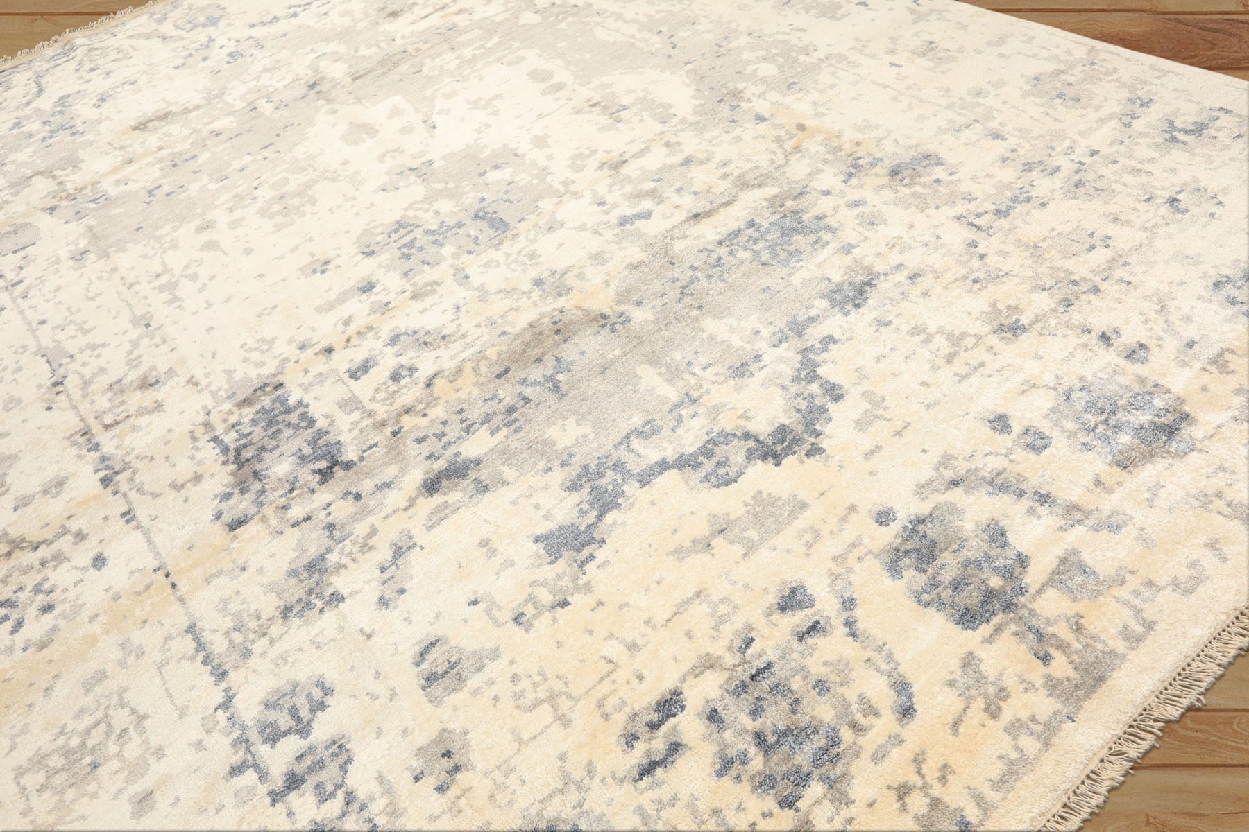 9x12 Taupe, Ivory, Gray Color Hand Knotted Oushak Bamboo Silk Transitional Oriental Rug