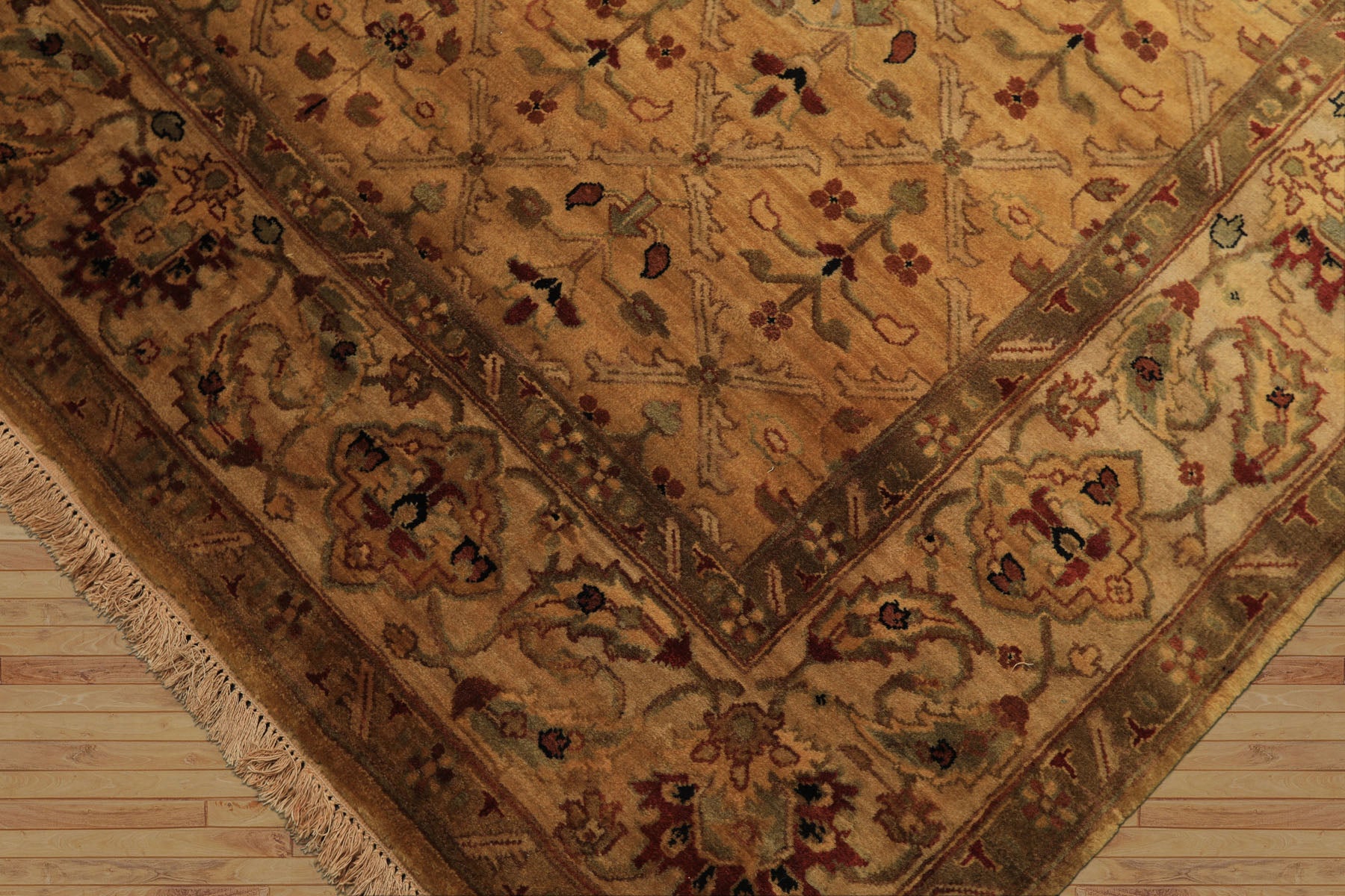 6x9 Gold, Beige, Rust Color Hand Knotted Agra Wool Traditional Oriental Rug