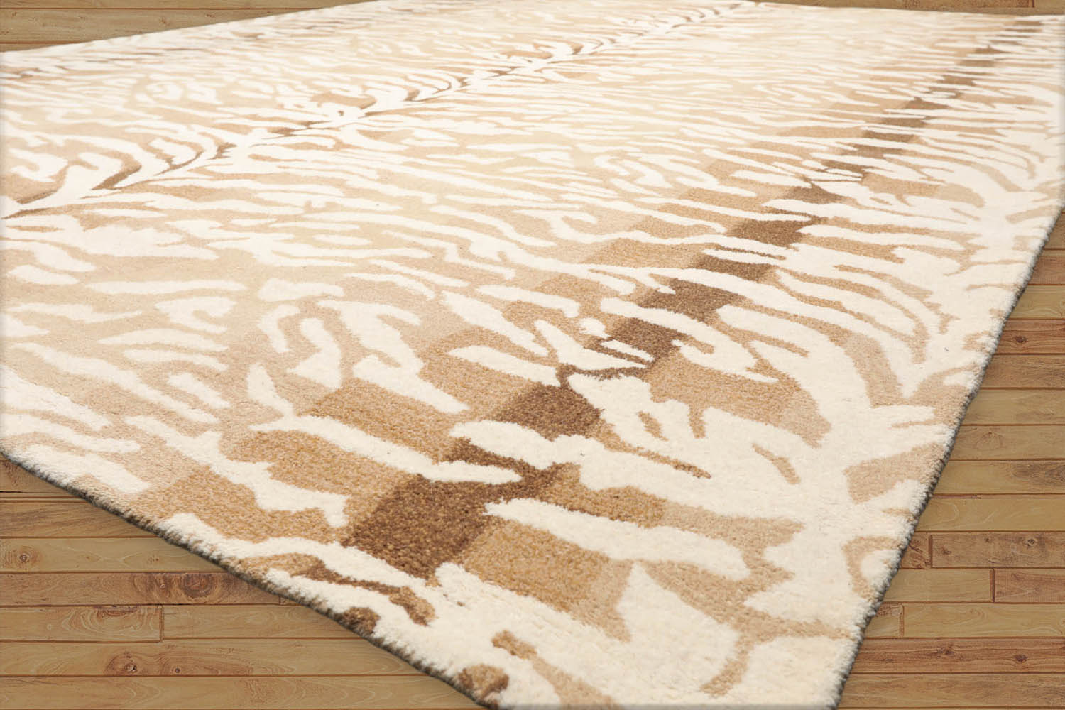 Multi Size Ivory Beige Brown Color Hand Tufted Animal Print 100% Wool Modern Oriental Rug