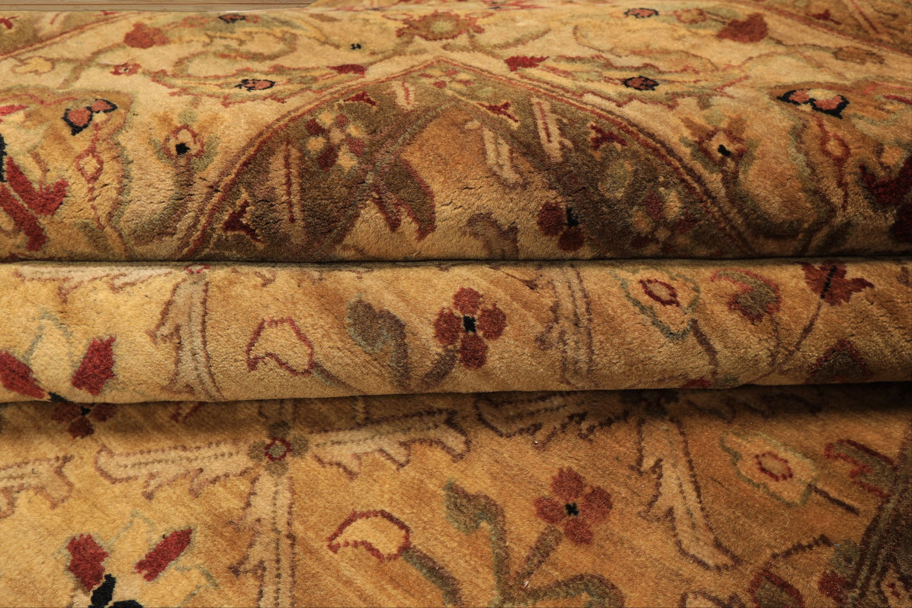 6x9 Gold, Beige, Rust Color Hand Knotted Agra Wool Traditional Oriental Rug