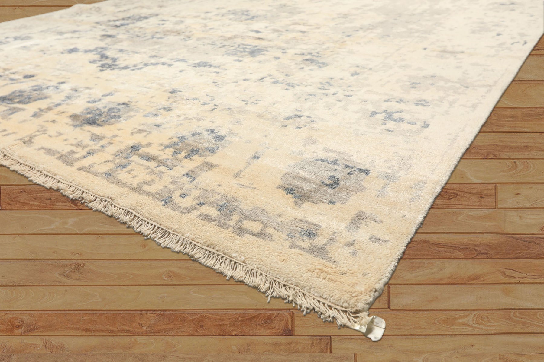 9x12 Taupe, Ivory, Gray Color Hand Knotted Oushak Bamboo Silk Transitional Oriental Rug